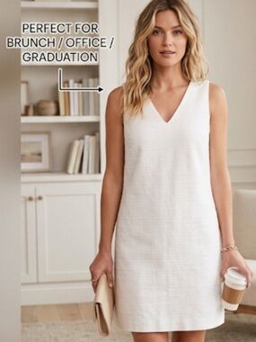 LOFT Ivory Textured Dress